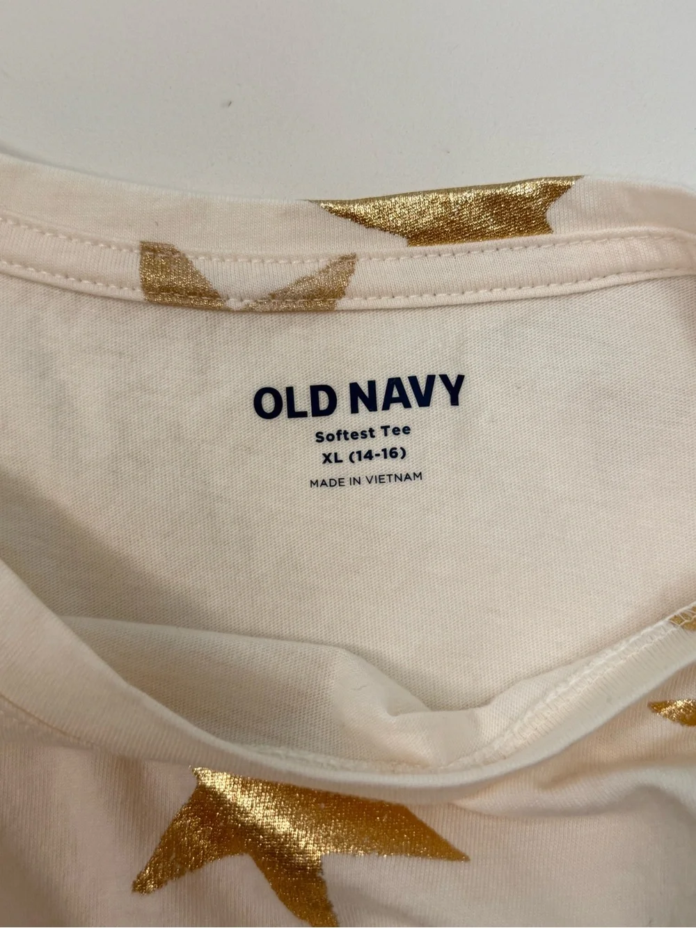 3/$25 Old Navy Girls XL 14-16 Gold Metallic Star Softest Long Sleeve Tee